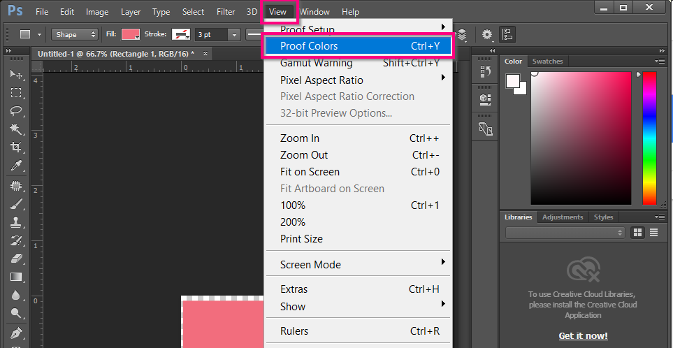 Previewing the color mode of your file.