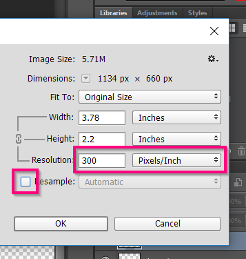 Verifying the resolution of your final artwork.