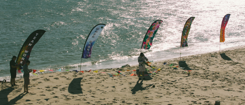 Beach flag banner printing versatile and creative promotional tool