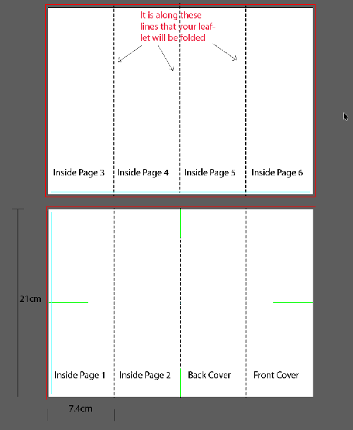 Artwork template for parallel fold leaflet