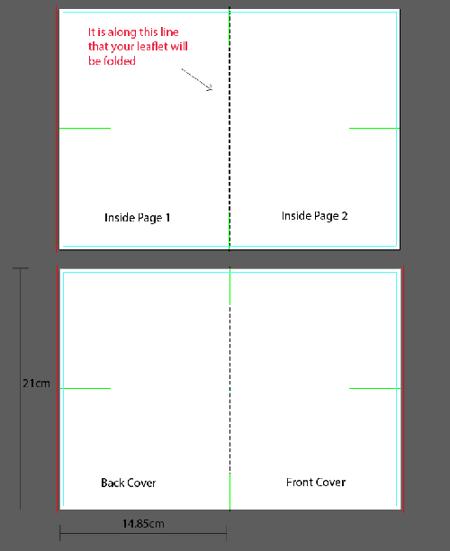 Artwork template for single fold leaflet