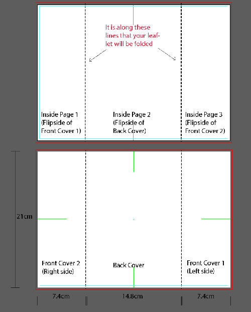 Artwork template for window fold leaflet