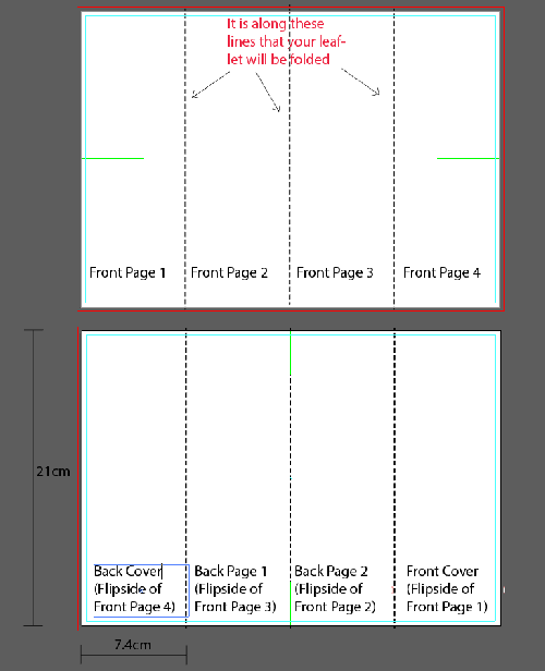 Artwork template for zigzag fold (3 fold) leaflet